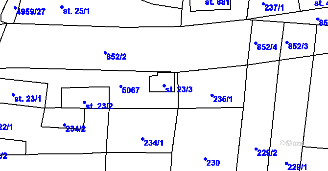 Parcela st. 23/3 v KÚ Černovice u Tábora, Katastrální mapa