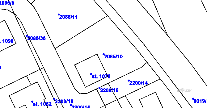 Parcela st. 2085/10 v KÚ Černovice u Tábora, Katastrální mapa