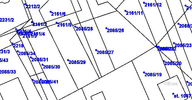 Parcela st. 2085/27 v KÚ Černovice u Tábora, Katastrální mapa