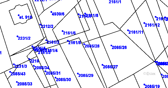 Parcela st. 2085/28 v KÚ Černovice u Tábora, Katastrální mapa