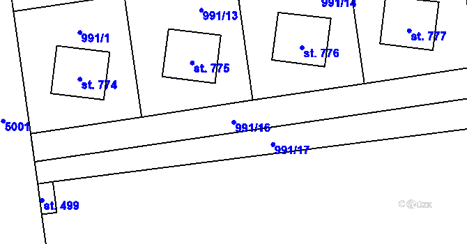 Parcela st. 991/16 v KÚ Černovice u Tábora, Katastrální mapa