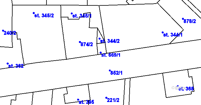 Parcela st. 669/1 v KÚ Černovice u Tábora, Katastrální mapa