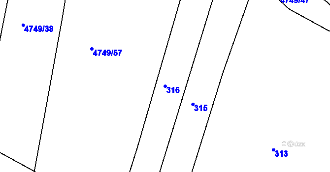 Parcela st. 316 v KÚ Černovice u Tábora, Katastrální mapa