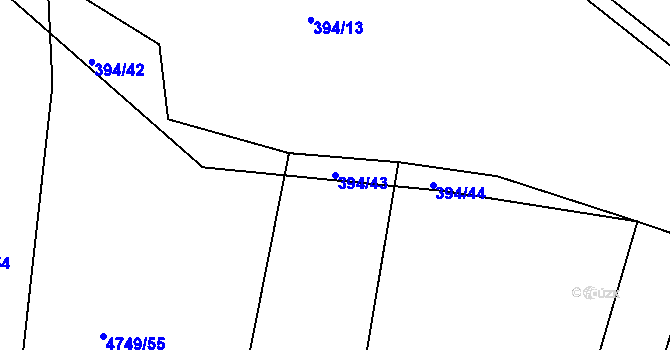 Parcela st. 394/43 v KÚ Černovice u Tábora, Katastrální mapa