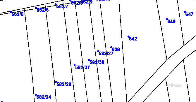 Parcela st. 582/27 v KÚ Černovice u Tábora, Katastrální mapa