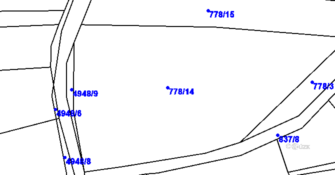Parcela st. 778/14 v KÚ Černovice u Tábora, Katastrální mapa