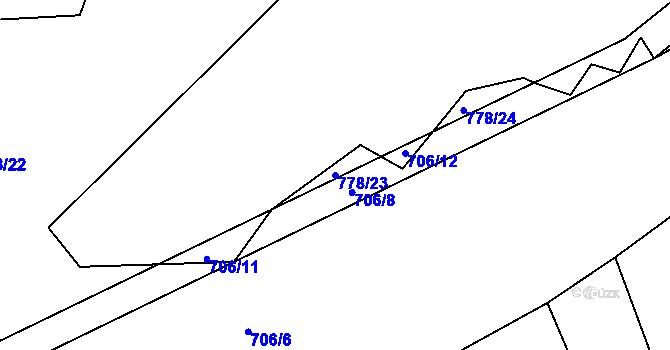 Parcela st. 778/23 v KÚ Černovice u Tábora, Katastrální mapa