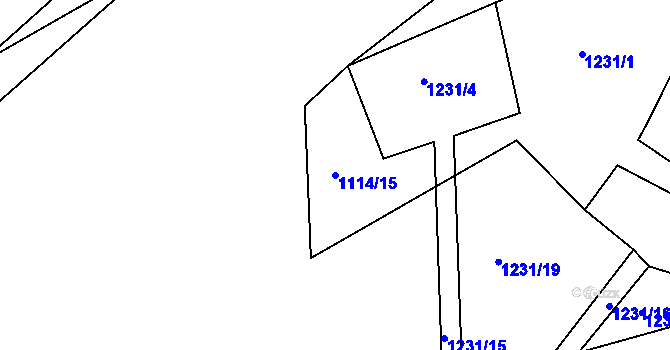Parcela st. 1114/15 v KÚ Černovice u Tábora, Katastrální mapa