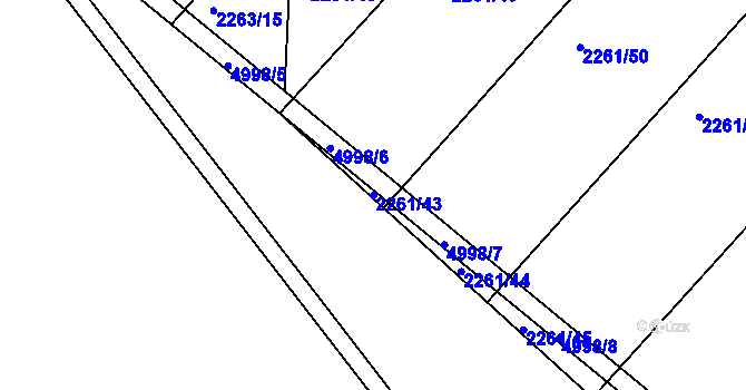 Parcela st. 2261/43 v KÚ Černovice u Tábora, Katastrální mapa