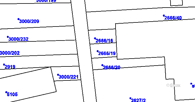 Parcela st. 2666/19 v KÚ Černovice u Tábora, Katastrální mapa