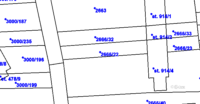 Parcela st. 2666/22 v KÚ Černovice u Tábora, Katastrální mapa