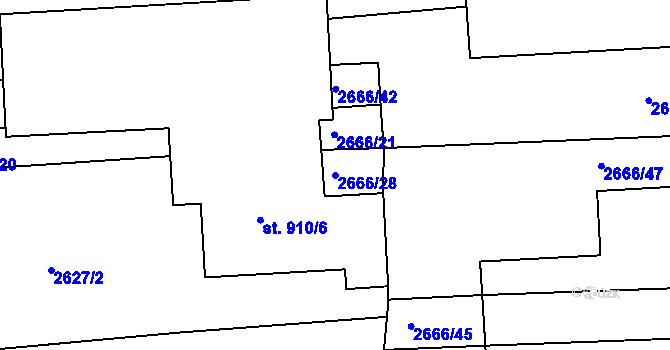 Parcela st. 2666/28 v KÚ Černovice u Tábora, Katastrální mapa