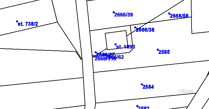 Parcela st. 2666/62 v KÚ Černovice u Tábora, Katastrální mapa