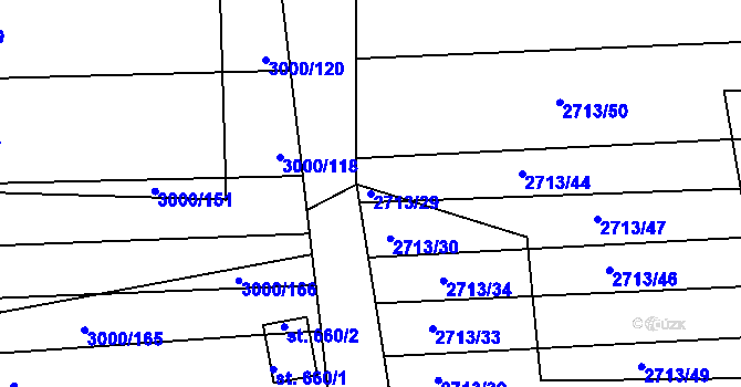 Parcela st. 2713/29 v KÚ Černovice u Tábora, Katastrální mapa