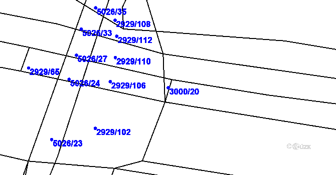 Parcela st. 3000/20 v KÚ Černovice u Tábora, Katastrální mapa