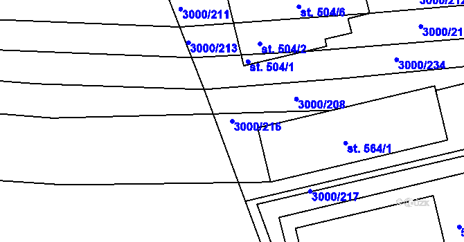 Parcela st. 3000/216 v KÚ Černovice u Tábora, Katastrální mapa