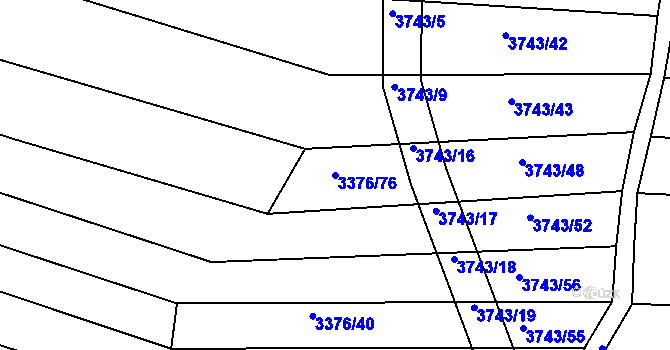 Parcela st. 3376/76 v KÚ Černovice u Tábora, Katastrální mapa