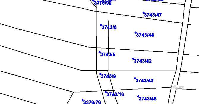 Parcela st. 3743/5 v KÚ Černovice u Tábora, Katastrální mapa