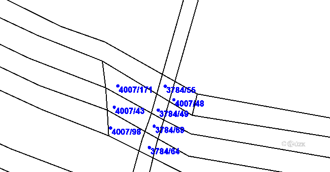 Parcela st. 3784/55 v KÚ Černovice u Tábora, Katastrální mapa