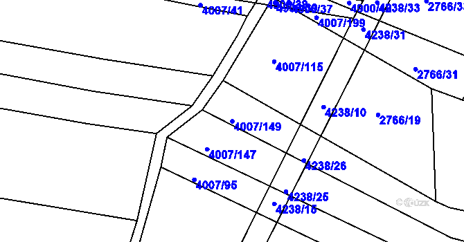 Parcela st. 4007/149 v KÚ Černovice u Tábora, Katastrální mapa
