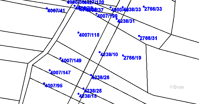 Parcela st. 4238/10 v KÚ Černovice u Tábora, Katastrální mapa