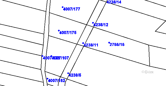 Parcela st. 4238/11 v KÚ Černovice u Tábora, Katastrální mapa