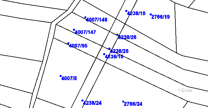 Parcela st. 4238/15 v KÚ Černovice u Tábora, Katastrální mapa