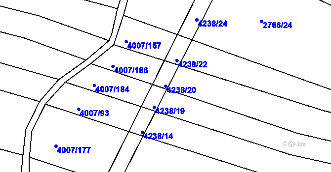 Parcela st. 4238/20 v KÚ Černovice u Tábora, Katastrální mapa
