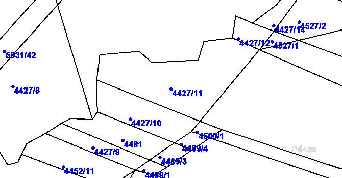 Parcela st. 4427/11 v KÚ Černovice u Tábora, Katastrální mapa