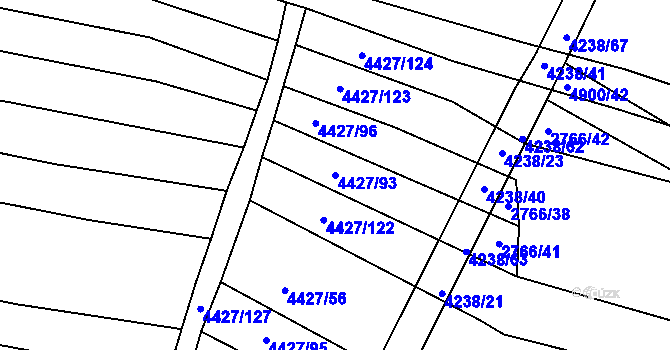 Parcela st. 4427/93 v KÚ Černovice u Tábora, Katastrální mapa