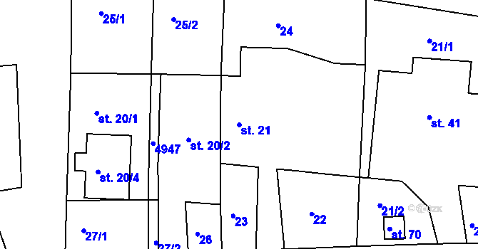 Parcela st. 21 v KÚ Svatava u Černovic, Katastrální mapa
