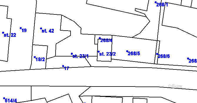Parcela st. 23/2 v KÚ Svatava u Černovic, Katastrální mapa