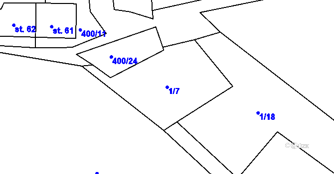 Parcela st. 1/7 v KÚ Svatava u Černovic, Katastrální mapa