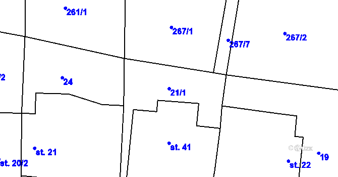 Parcela st. 21/1 v KÚ Svatava u Černovic, Katastrální mapa