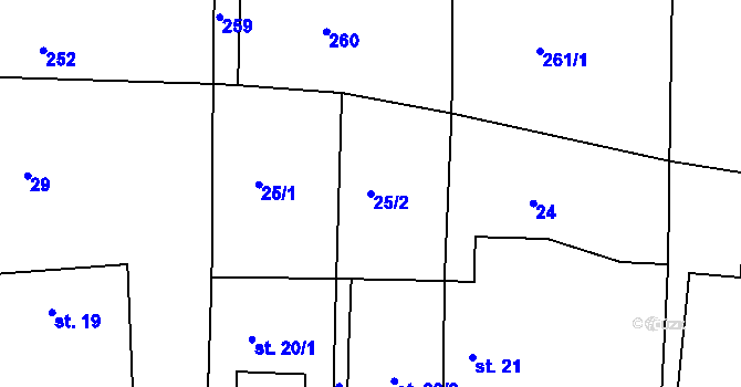 Parcela st. 25/2 v KÚ Svatava u Černovic, Katastrální mapa