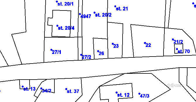Parcela st. 26 v KÚ Svatava u Černovic, Katastrální mapa