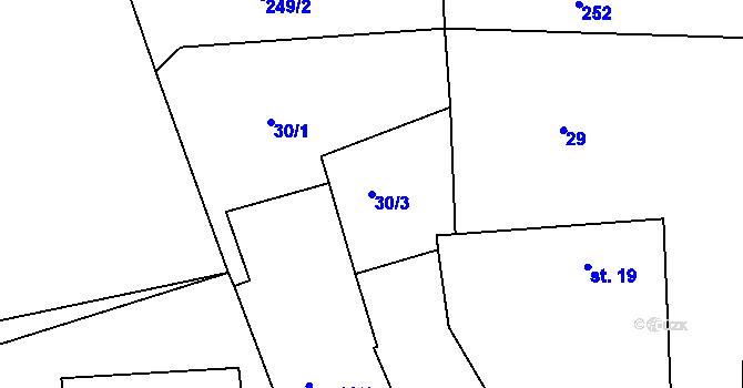 Parcela st. 30/3 v KÚ Svatava u Černovic, Katastrální mapa