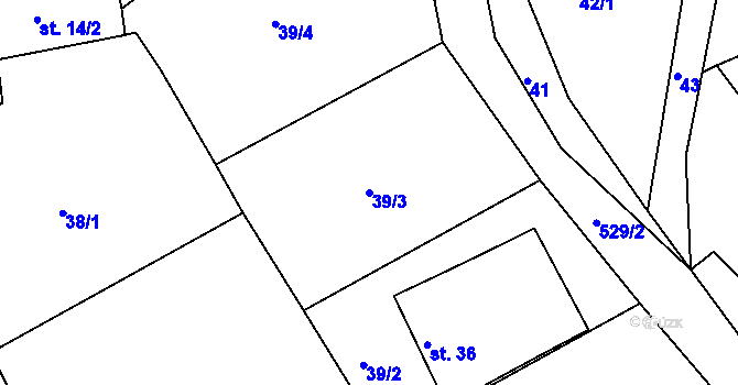 Parcela st. 39/3 v KÚ Svatava u Černovic, Katastrální mapa