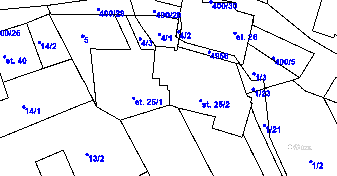 Parcela st. 25/4 v KÚ Svatava u Černovic, Katastrální mapa