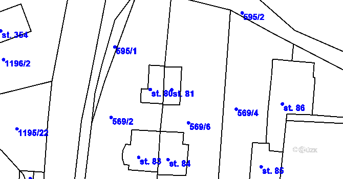Parcela st. 81 v KÚ Čerňovice, Katastrální mapa
