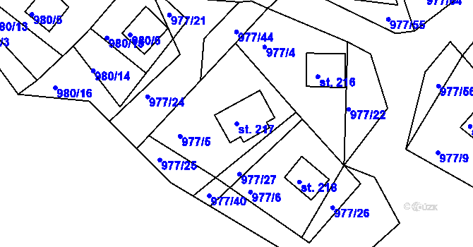Parcela st. 217 v KÚ Čerňovice, Katastrální mapa