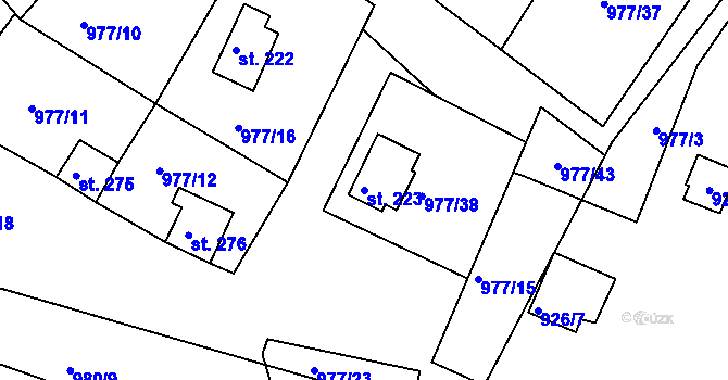 Parcela st. 223 v KÚ Čerňovice, Katastrální mapa