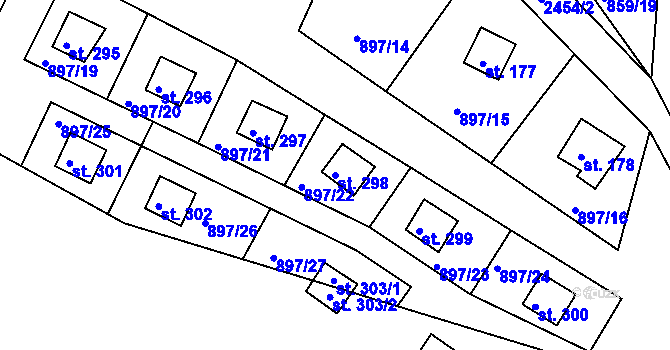 Parcela st. 298 v KÚ Čerňovice, Katastrální mapa