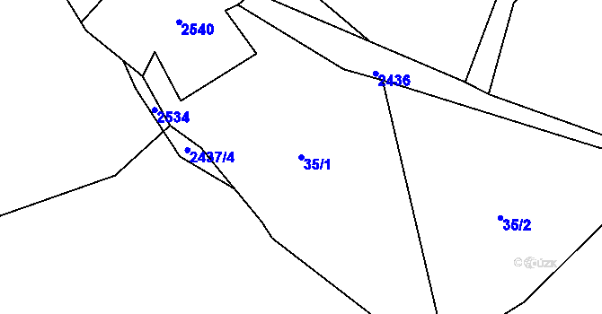 Parcela st. 35/1 v KÚ Čerňovice, Katastrální mapa