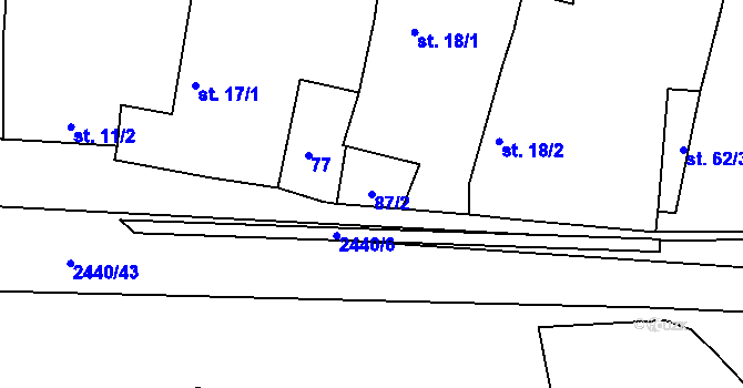 Parcela st. 87/2 v KÚ Čerňovice, Katastrální mapa