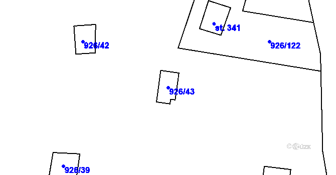 Parcela st. 926/43 v KÚ Čerňovice, Katastrální mapa