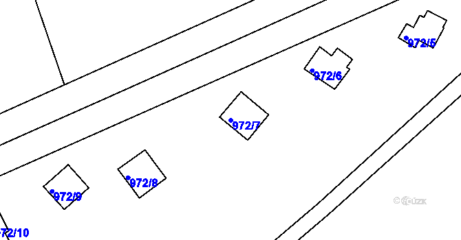 Parcela st. 972/7 v KÚ Čerňovice, Katastrální mapa