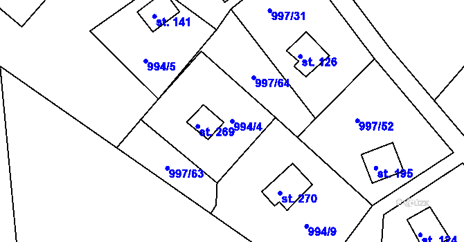 Parcela st. 994/4 v KÚ Čerňovice, Katastrální mapa