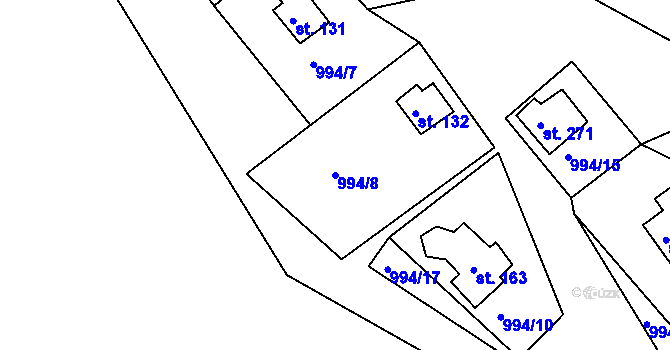 Parcela st. 994/8 v KÚ Čerňovice, Katastrální mapa