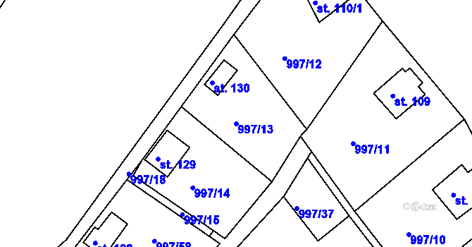 Parcela st. 997/13 v KÚ Čerňovice, Katastrální mapa